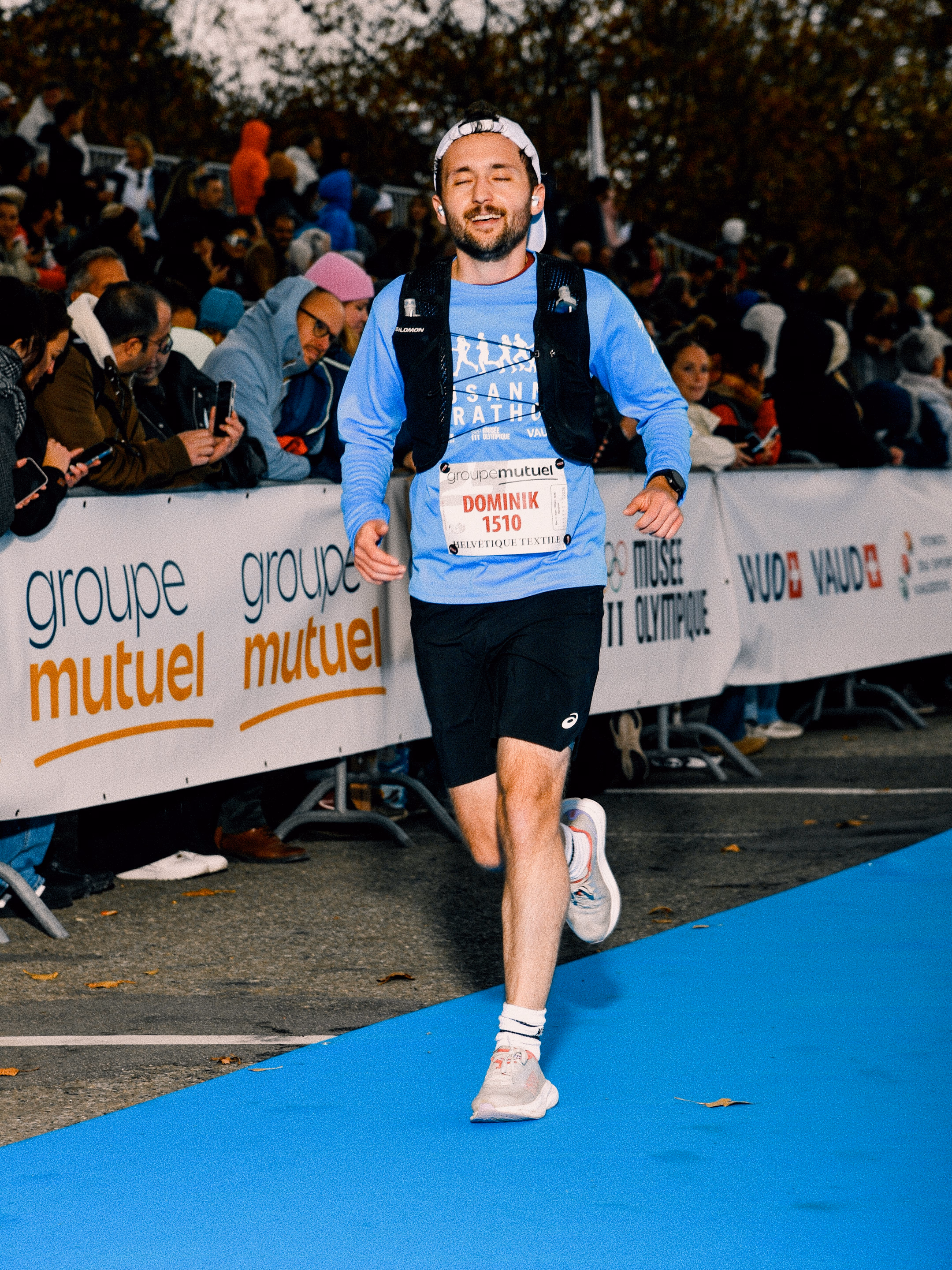 Dominik finishing his first marathon